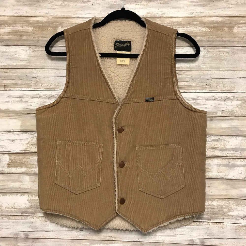 Vintage Wrangler Fur Tan Corduroy Vest